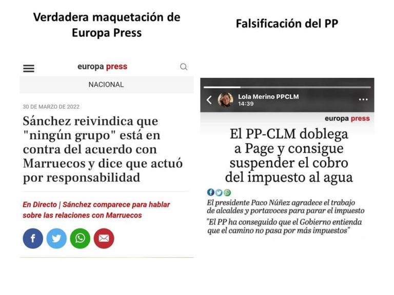 El PP intenta lanzar un bulo falsificando a Europa Press