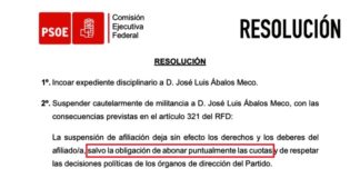 Cutres PSOE: suspenden a Ábalos pero le siguen pasando la cuota